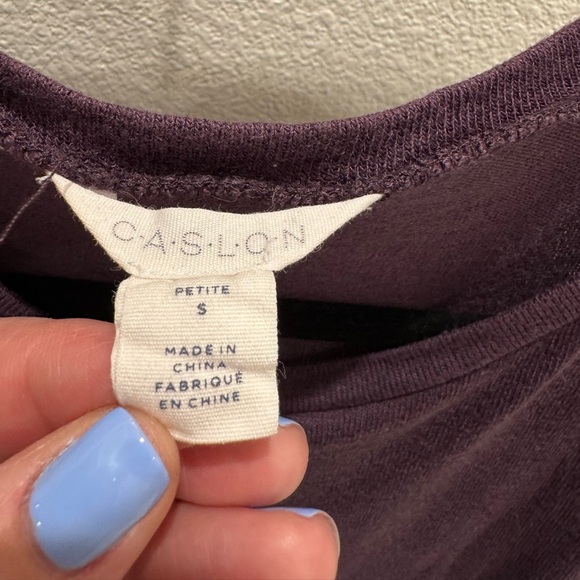 Caslon Women's Purple Tie-Front Top size petite small - Picture 4 of 5